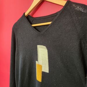 Black and Gold Minimalist Abstract Black Sweater NO SIZE TAG